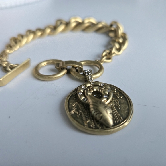 Stella & Dot Heritage Charm Coin Necklace & Bracelet Set - Vintage Gold - Picture 7 of 9